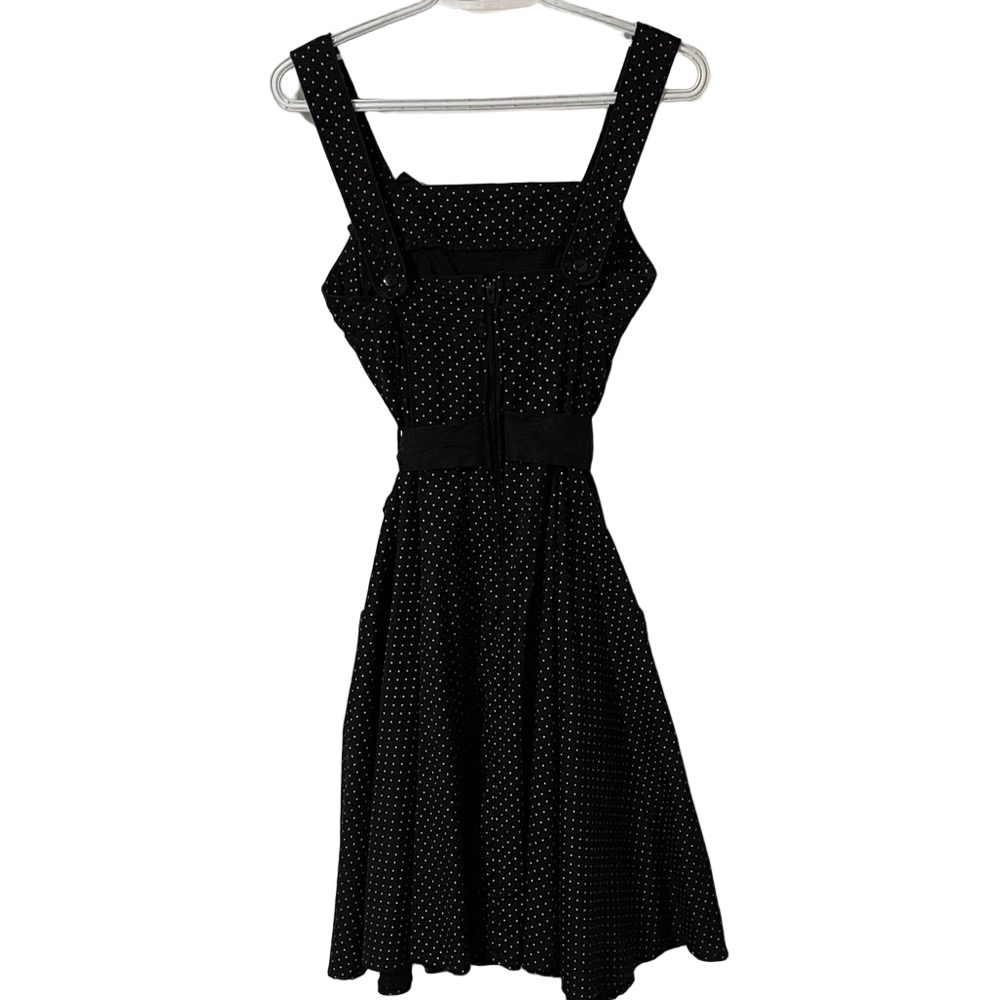 Hell Bunny Black with Pink Polka Dot Rockabilly Dress Size Small - Picture 6 of 13